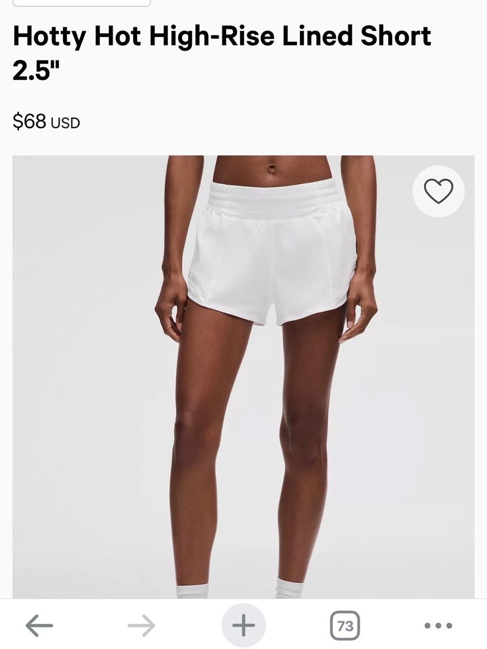 lululemon athletica Hotty Hot High-Rise Lined Shorts — White/Light Grey